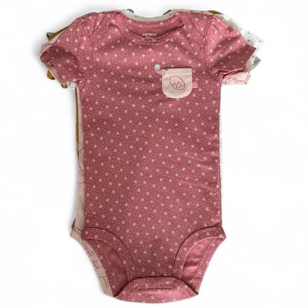 Carter's Pink and Yellow 5 Piece Bodysuits Soft Cotton Onesies Size 24 mo. NWT - Picture 6 of 6
